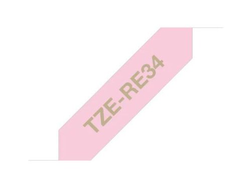Tape BROTHER TZERE34 12mm Guld p Rosa