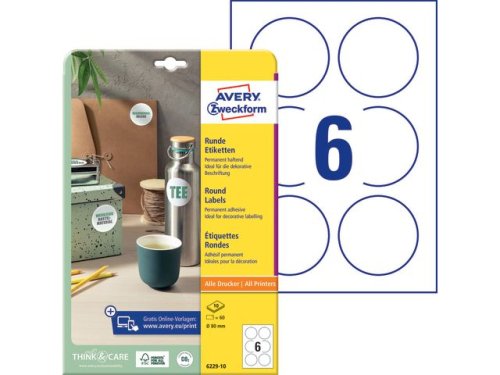 Etikett AVERY papper 80mm vit 60/fp
