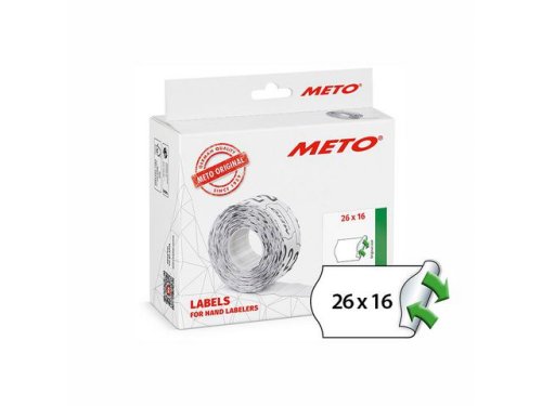 Etikett METO avtagbar 26x16 vit 12000/fp
