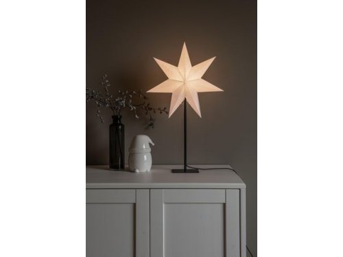 Pappersstjrna med metallfot 65cm greige