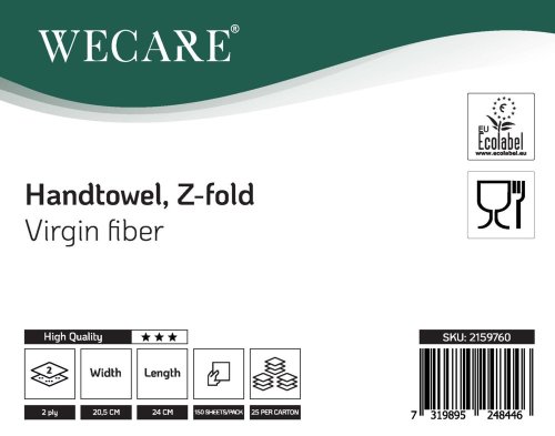 Handduk WeCare H2 Z-vikt 2-lag 3750st/fp