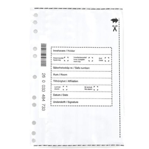 S�kerhetskuvert f�r nycklar koder 400/fp