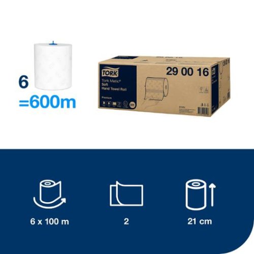 Handduk TORK Pre H1 2-lag vit 6/fp