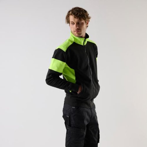 Sweatjacka TOP SWEDE 223 sv/fl gul 4XL