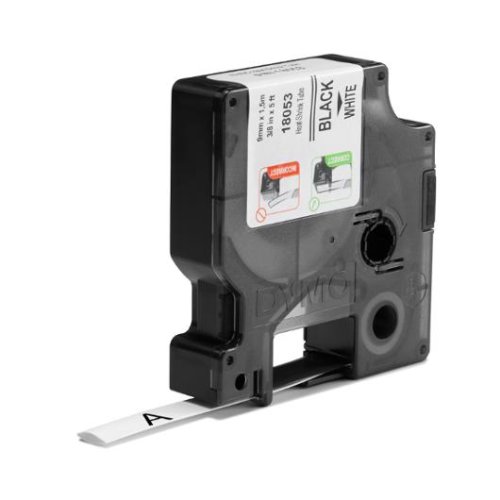 Tape Rhino krympslang 9mm svart p� vit