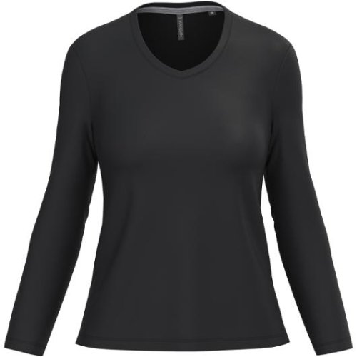 T-shirt v l/� KARIBAN K382 dam svart L