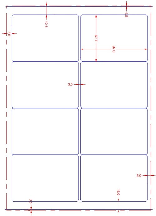 Etikett 97x67,7mm flasketikett 97x67,7mm, avtagbar 250ark/fp