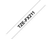 Mrkband/tape BROTHER TZeFX211 6mm x 8m svart/vit