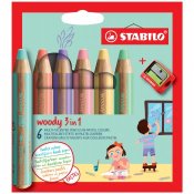 STABILO Woody Pastell Med Pennvssare 6 Pack