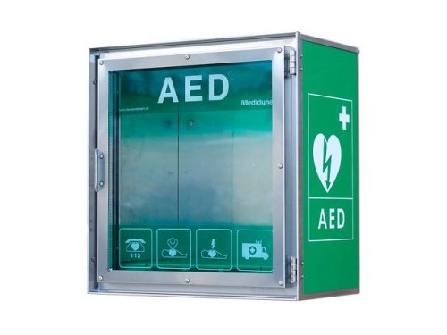 Utomhusskp fr AED rostfritt stl