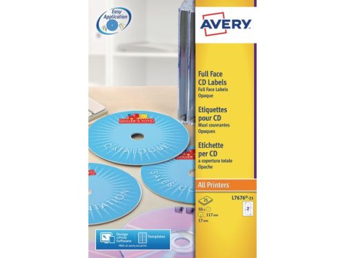 Etikett AVERY CD laser/inkjet 50st/fp