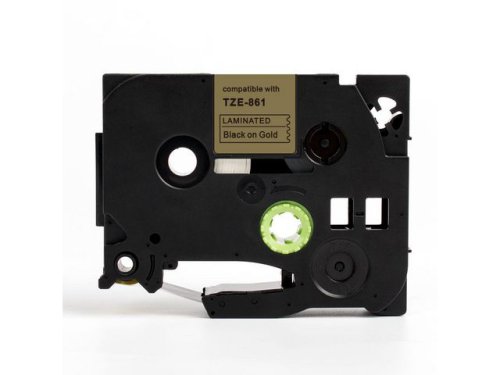 Tape 36mm TZe-861 svart p guld